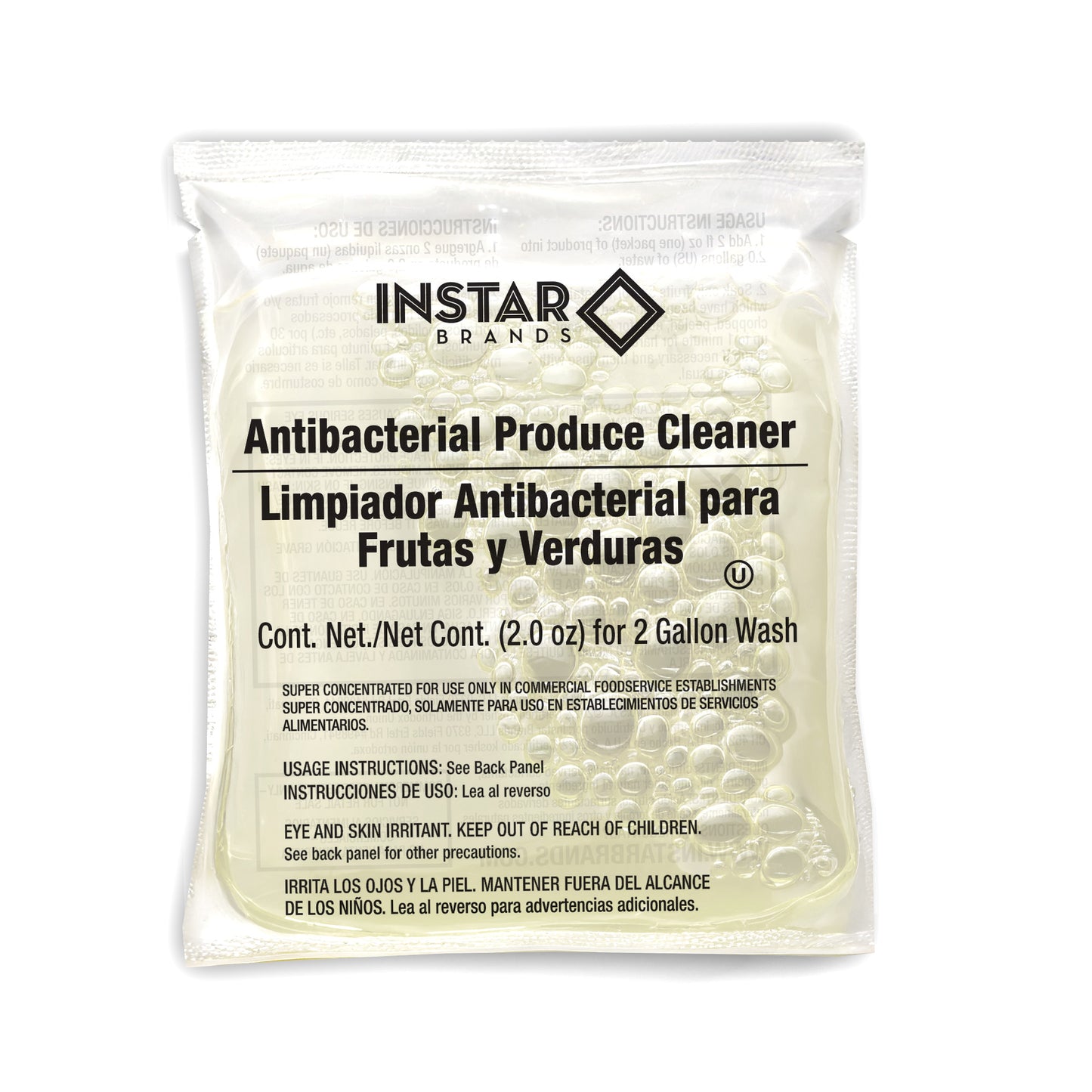 Antibacterial Liquid Produce Cleaner Case - (Qty 48) 2oz Pouches - 100% Natural