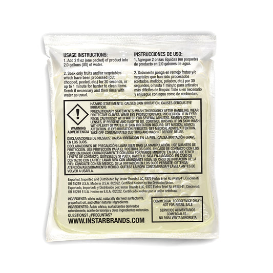 Antibacterial Liquid Produce Cleaner Case - (Qty 48) 2oz Pouches - 100% Natural