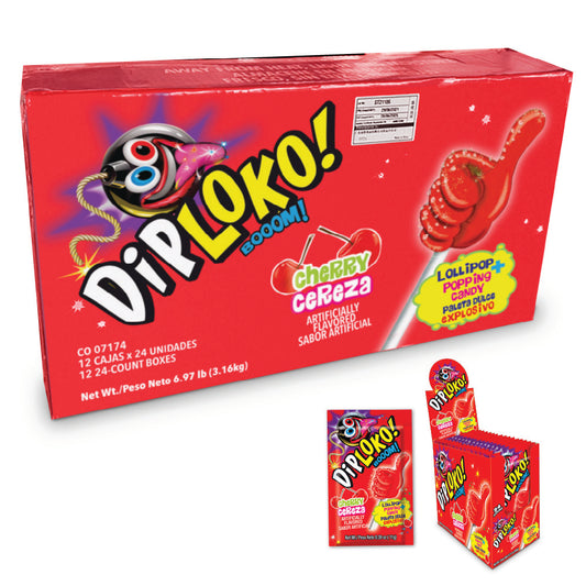 DipLoko - Sucker + Boom Candy - Shipping Case - 12 Display Boxes - CHERRY